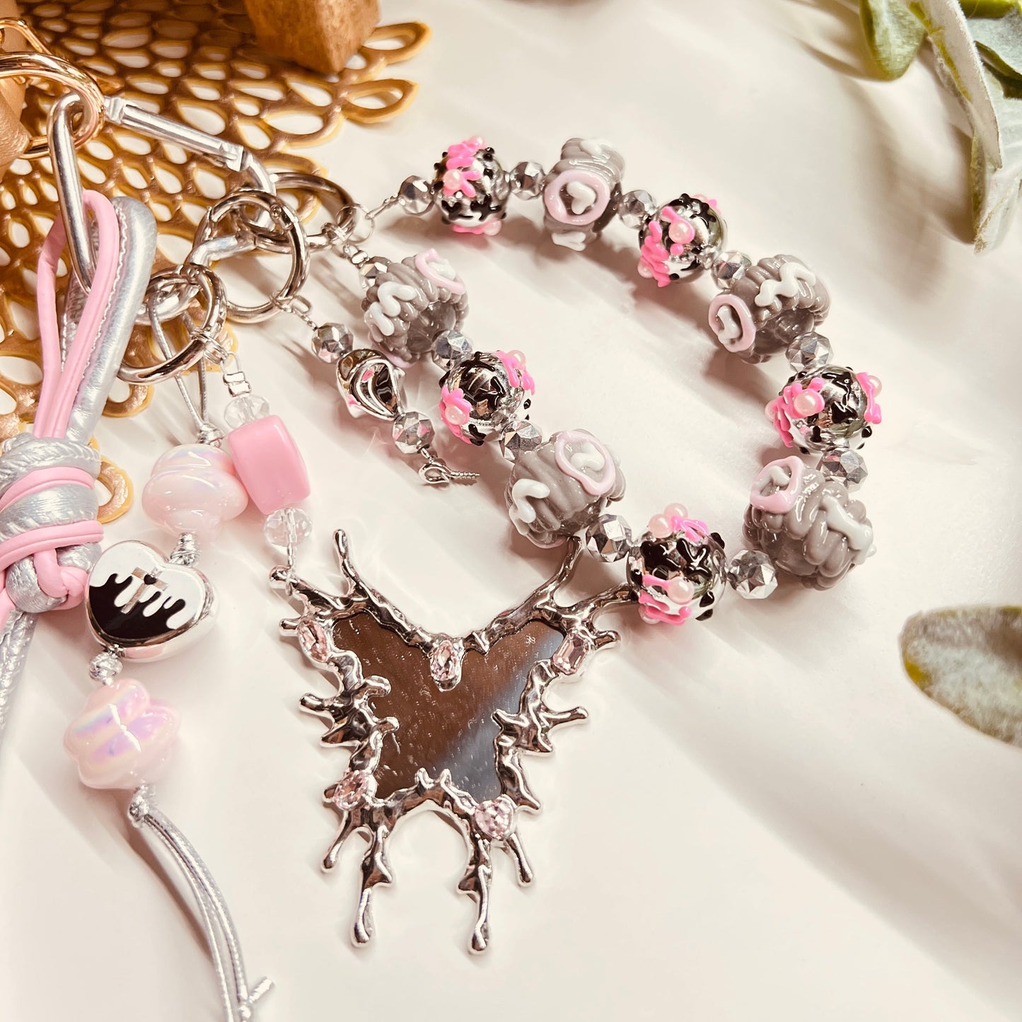 HANDMADE BAG CHARMS ~ BUTTERFLY/HAND PAINTED CHARMS