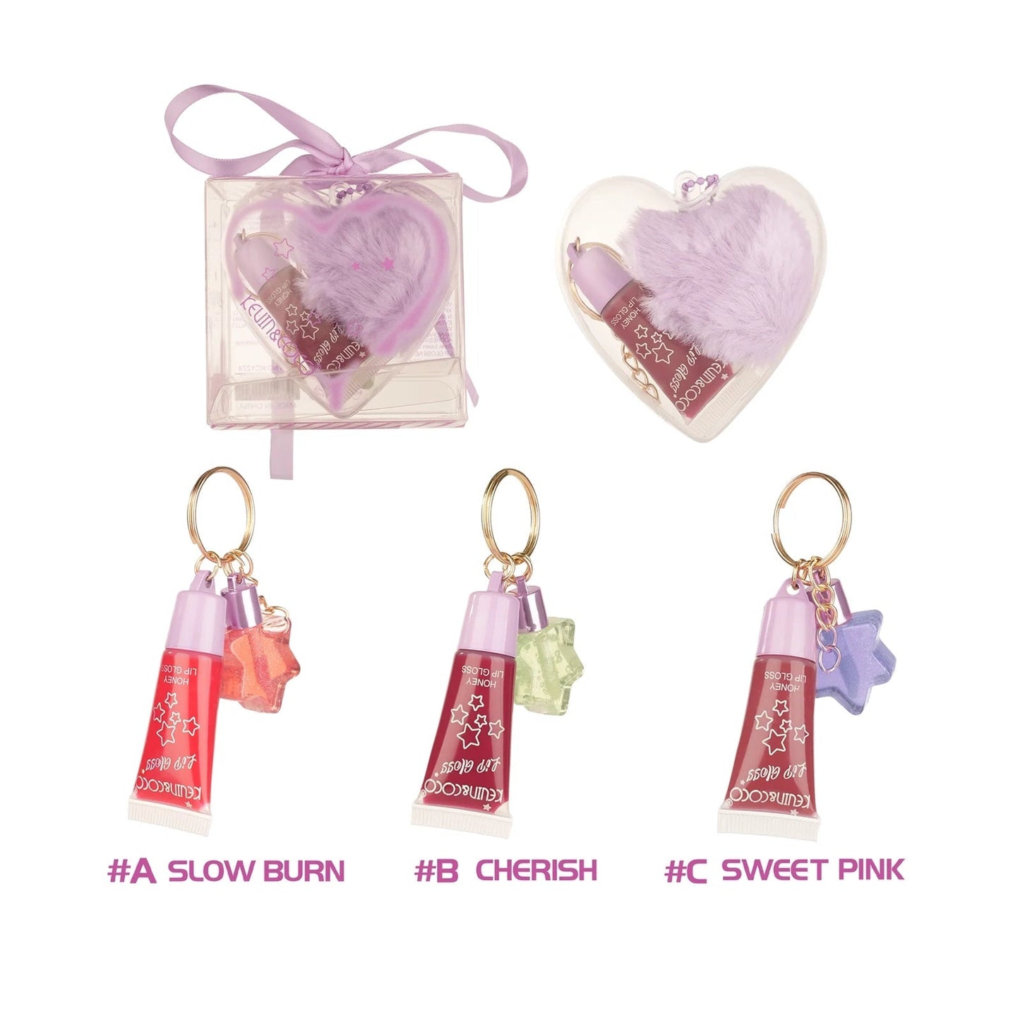 KEVIN & COCO PURPLE BOULETTE MEMORY LOVE LIP GLOSS AND LIP OIL SET
