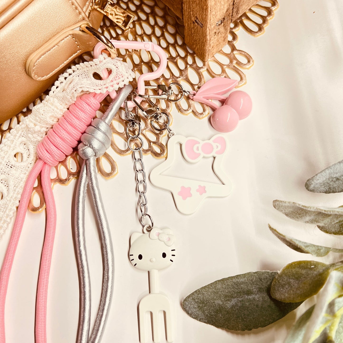 HANDMADE BAG CHARMS ~ STAR/CHERRIES