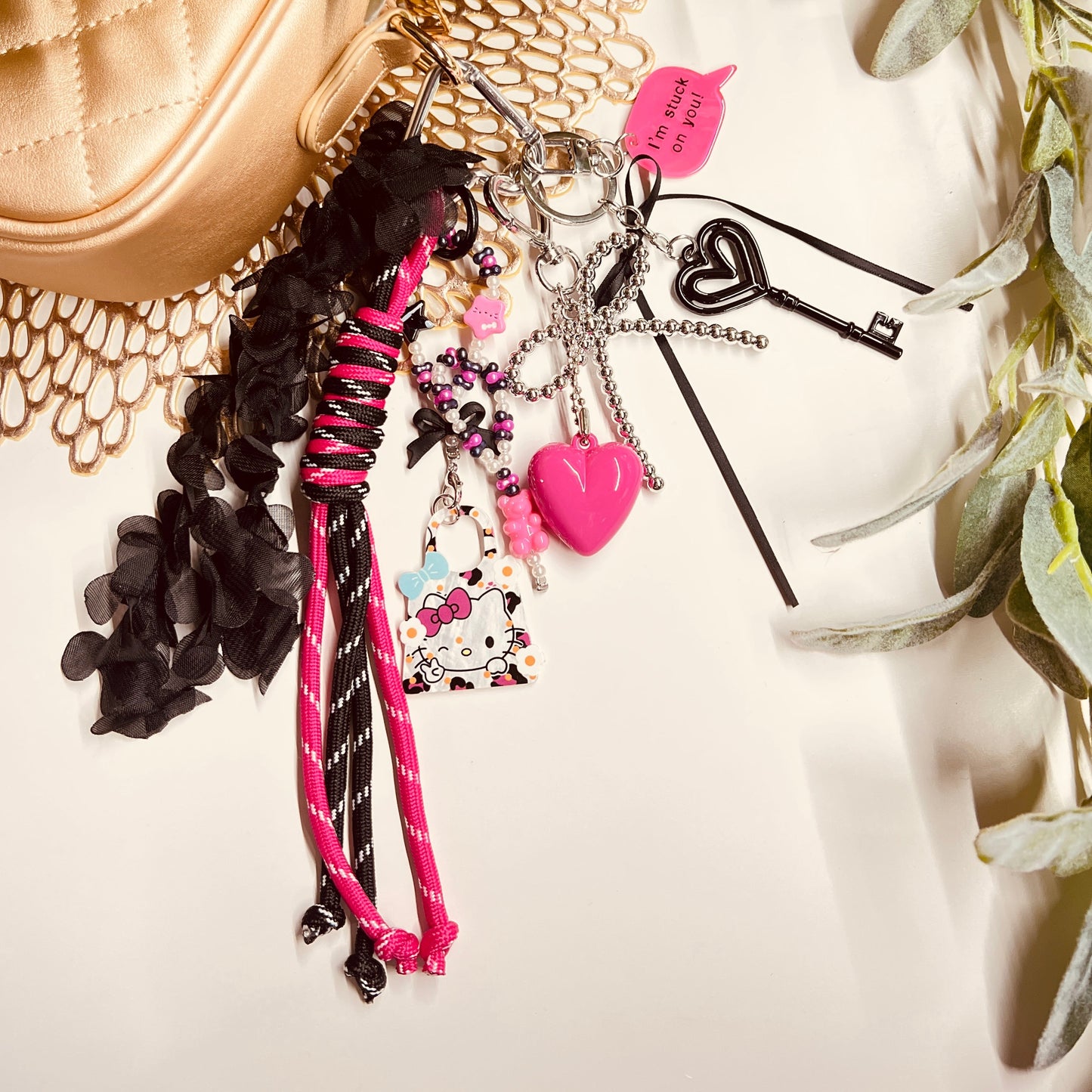 HANDMADE BAG CHARMS ~ PINK HEART