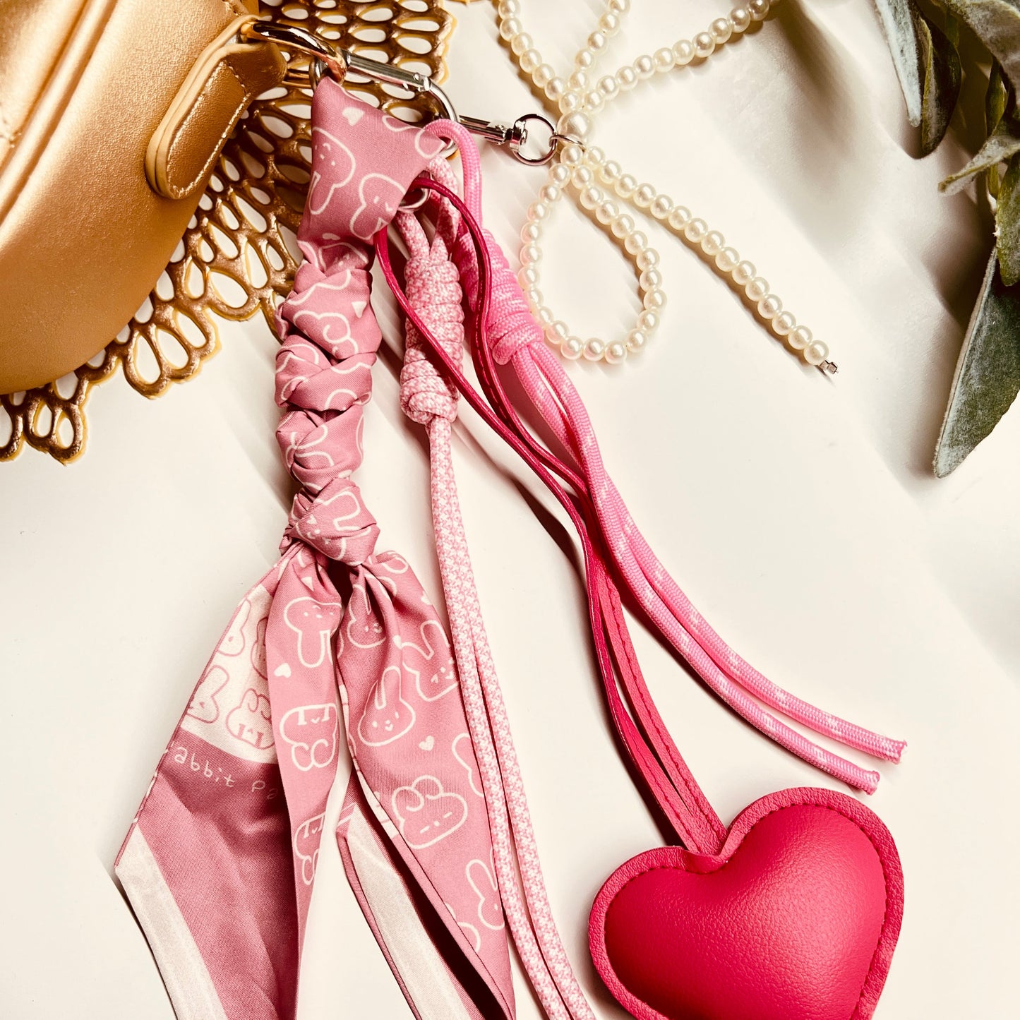HANDMADE BAG CHARMS ~ LEATHER HEART/BUNNY/COQUETTE