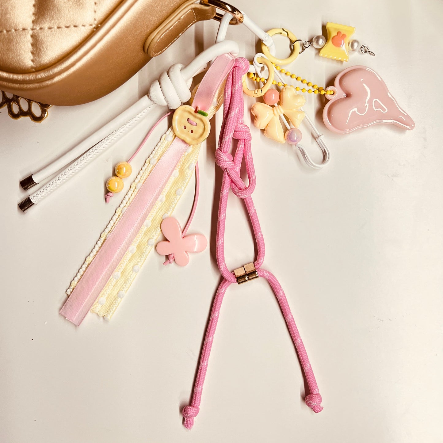 HANDMADE BAG CHARMS ~ PINK HEART CHARM