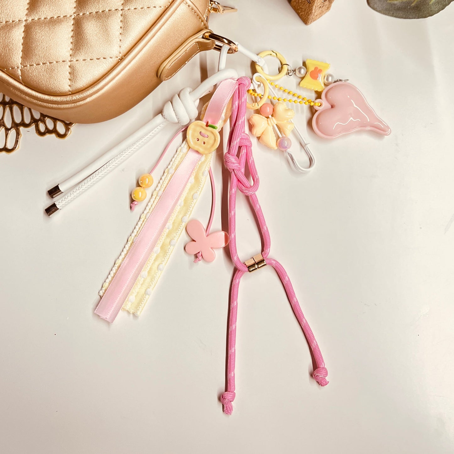 HANDMADE BAG CHARMS ~ PINK HEART CHARM