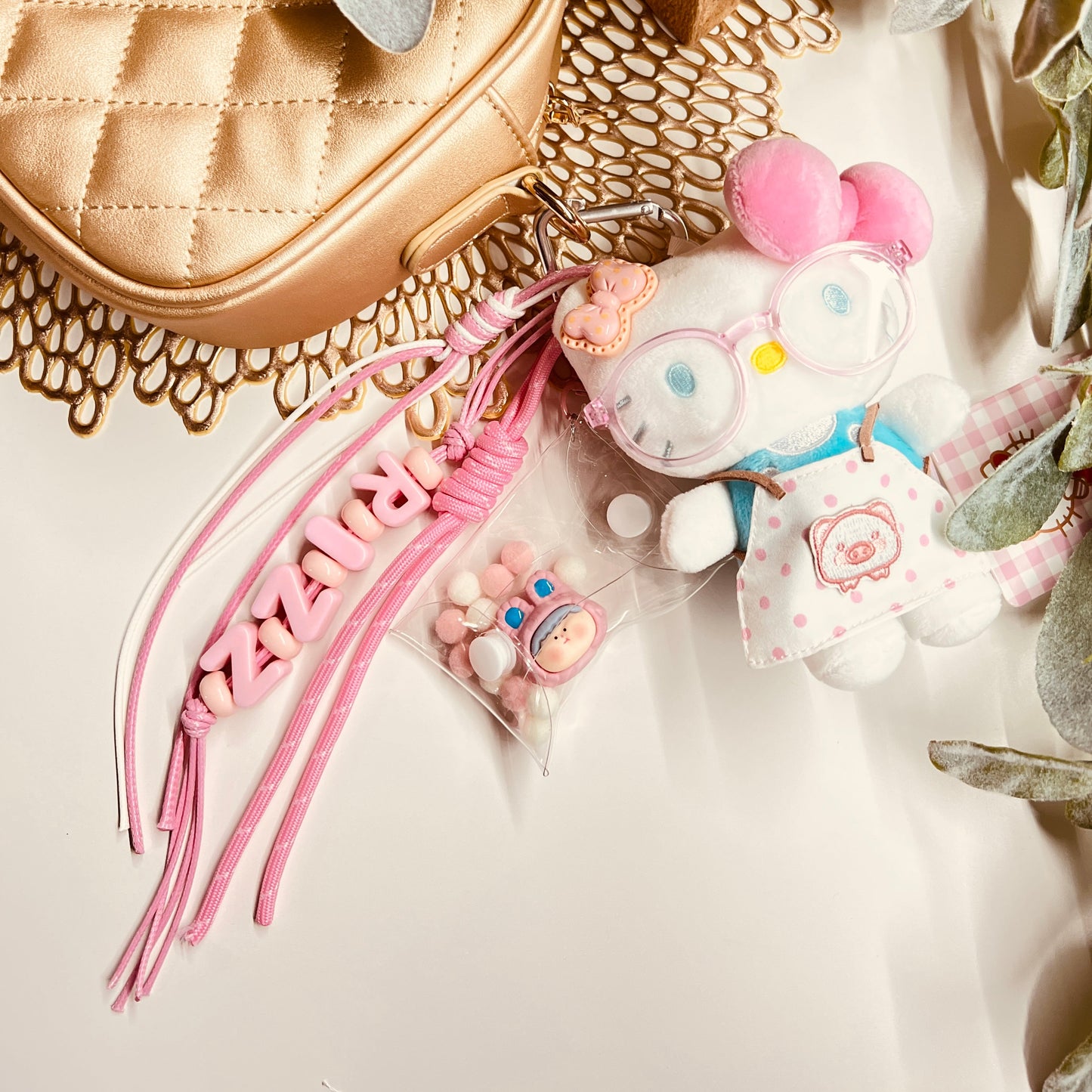 HANDMADE BAG CHARMS ~ OFFICIAL H. KITTY W/GLASSES