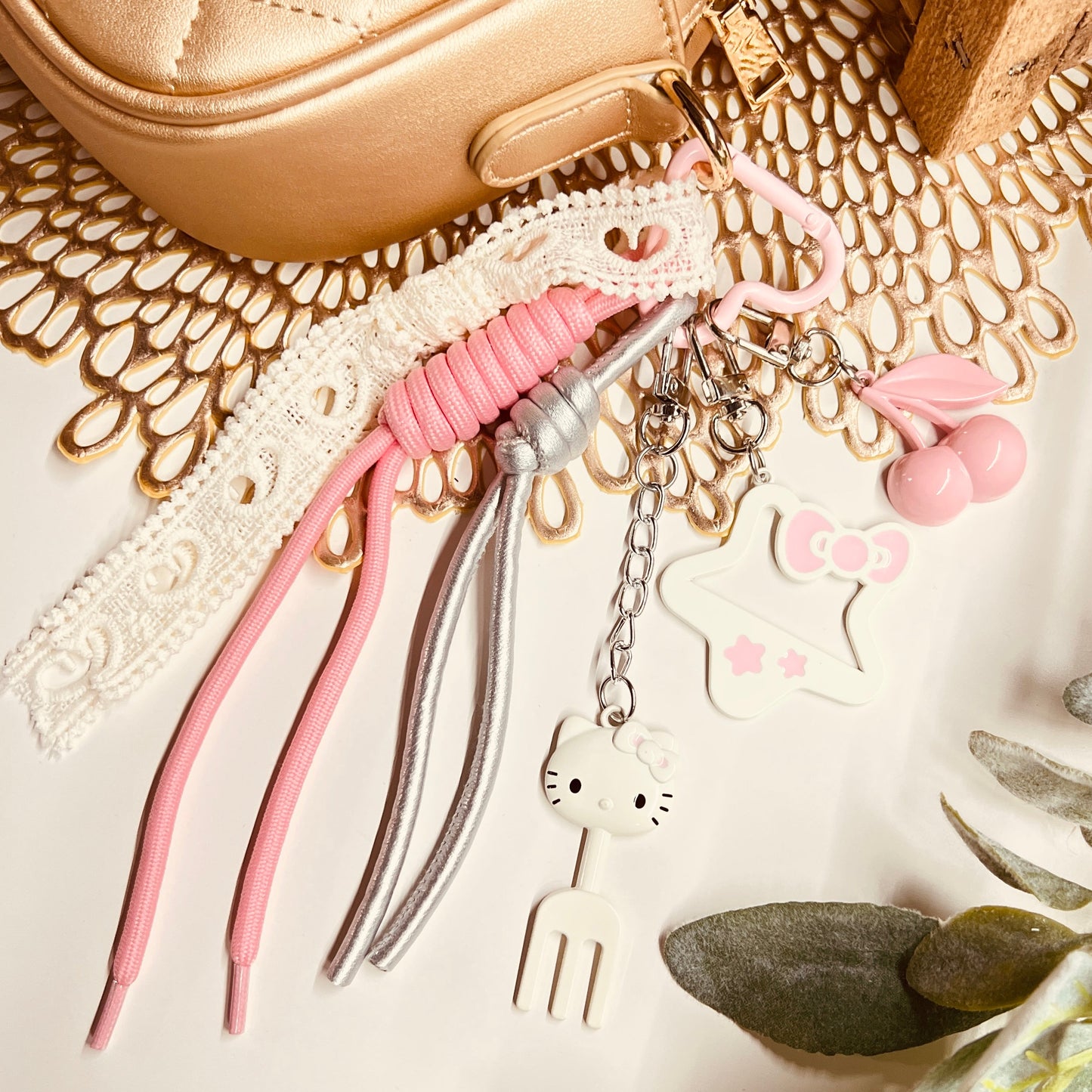 HANDMADE BAG CHARMS ~ STAR/CHERRIES