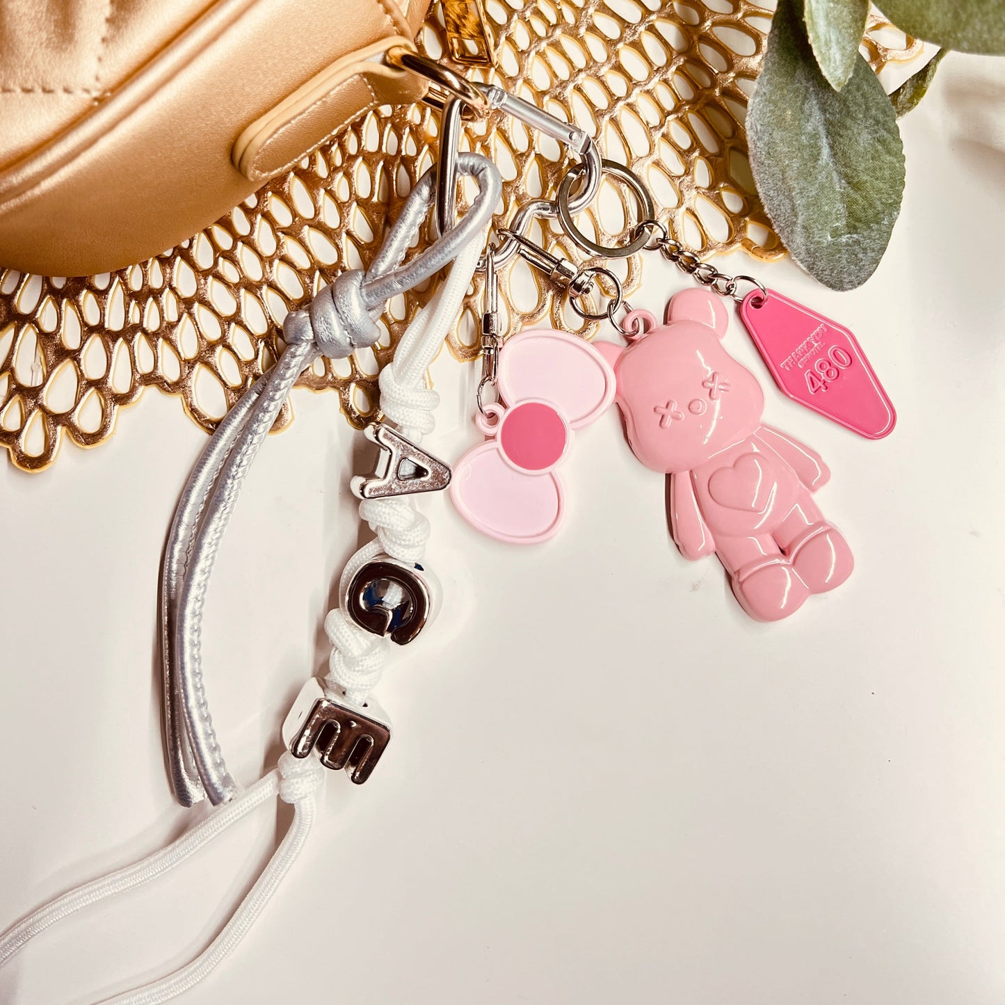 HANDMADE BAG CHARMS ~ PINK TEDDY