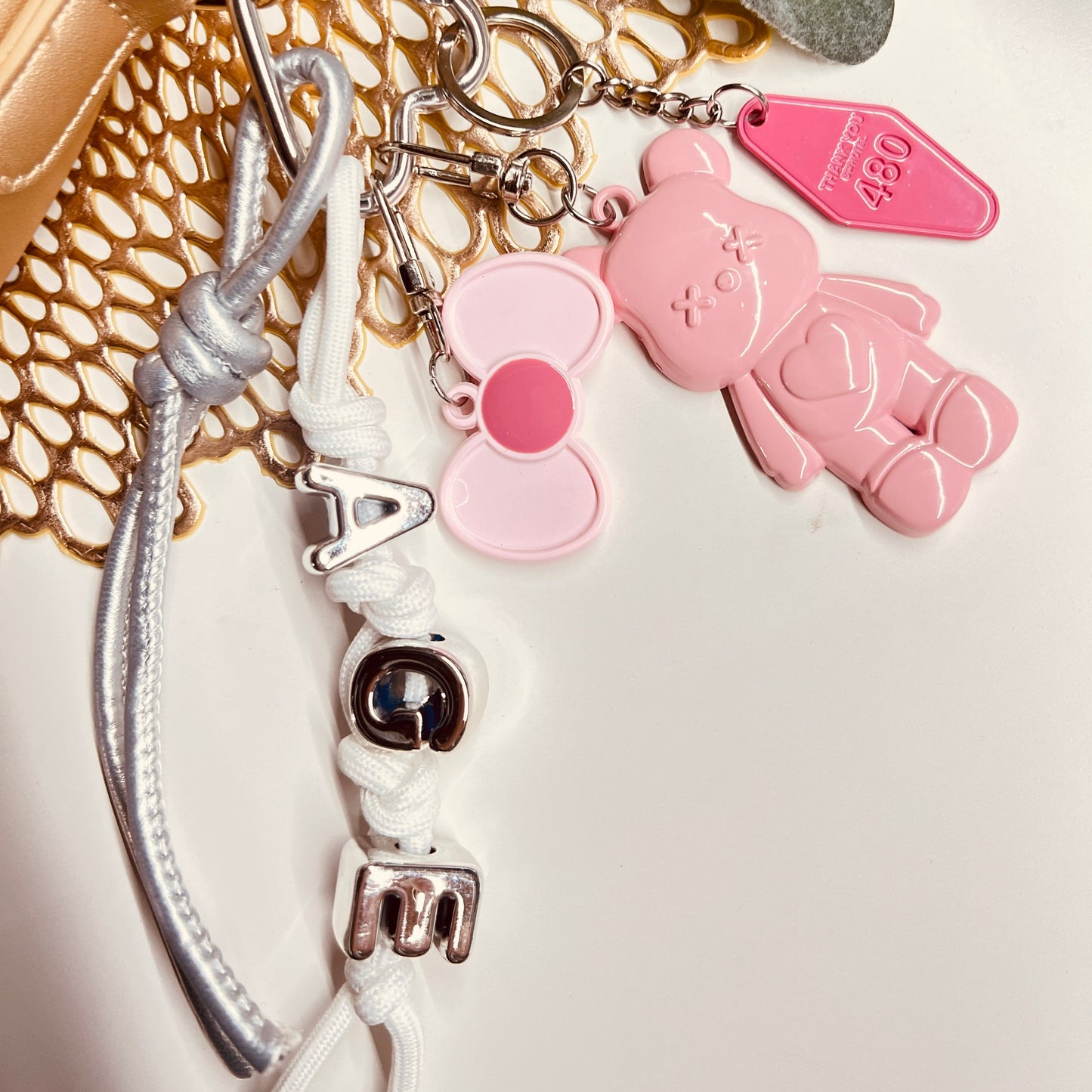 HANDMADE BAG CHARMS ~ PINK TEDDY