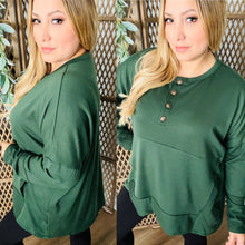 Load image into Gallery viewer, 1/4 Sleeve Button Top: Olive
