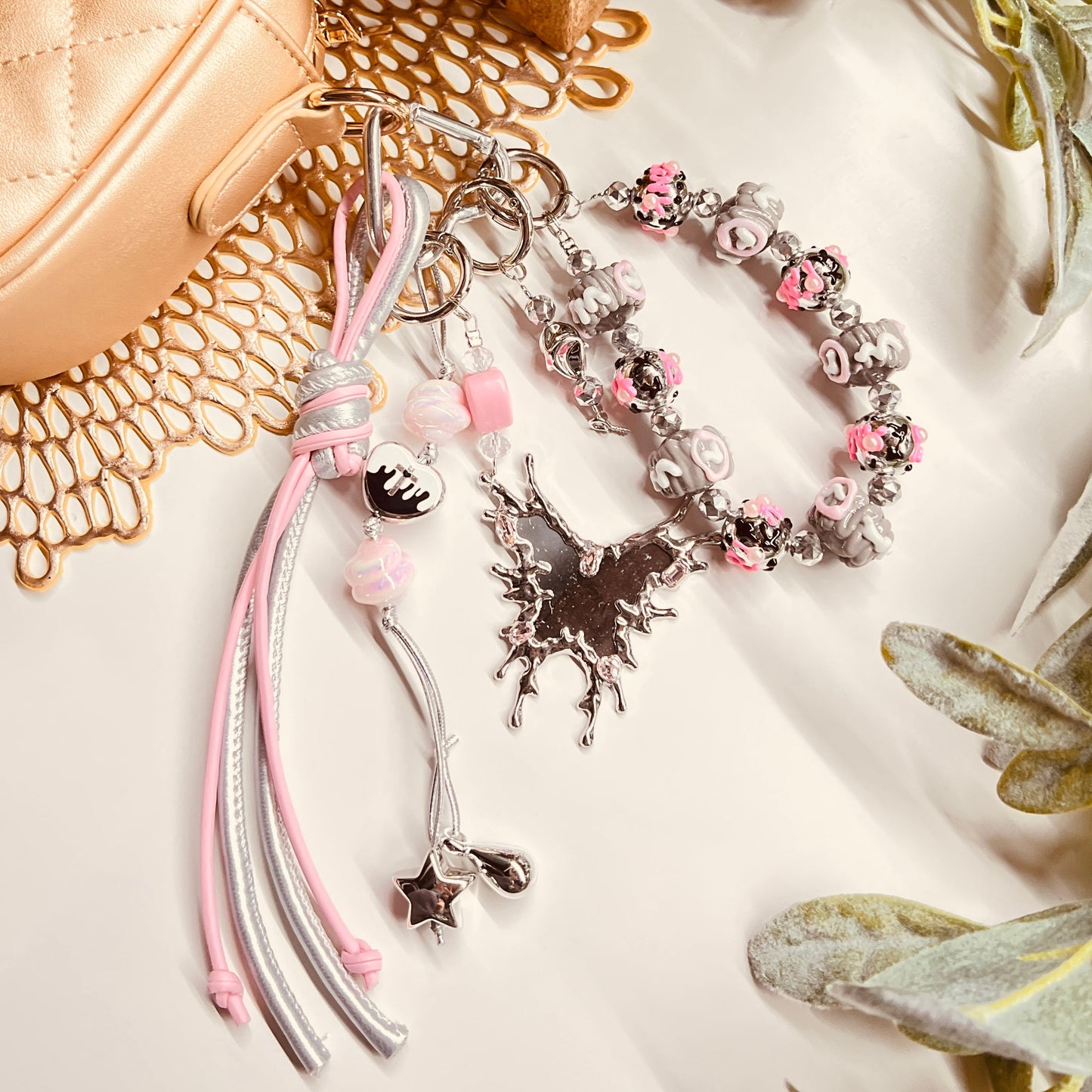 HANDMADE BAG CHARMS ~ BUTTERFLY/HAND PAINTED CHARMS