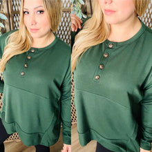 Load image into Gallery viewer, 1/4 Sleeve Button Top: Olive
