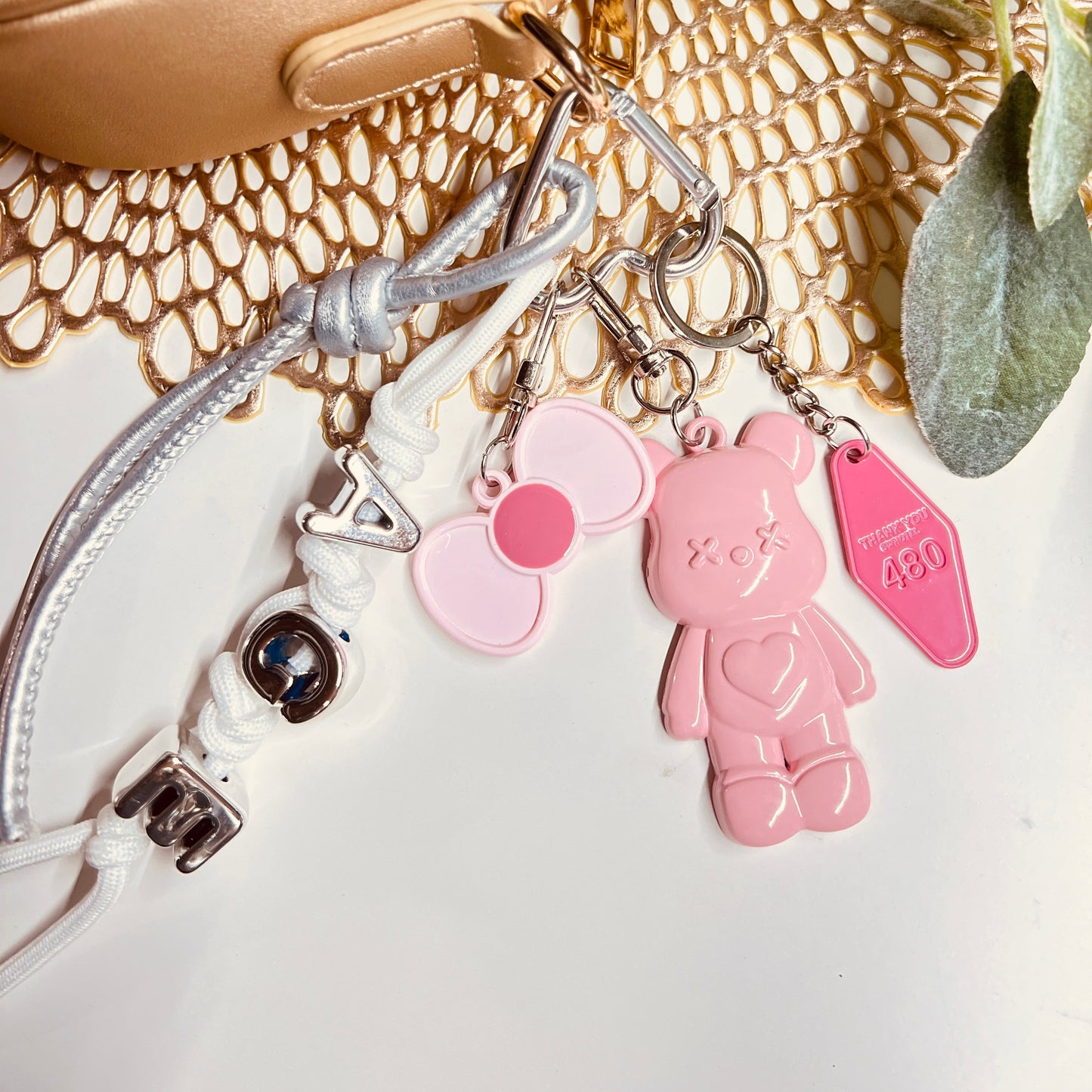 HANDMADE BAG CHARMS ~ PINK TEDDY