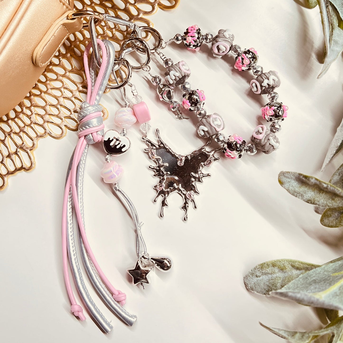 HANDMADE BAG CHARMS ~ BUTTERFLY/HAND PAINTED CHARMS
