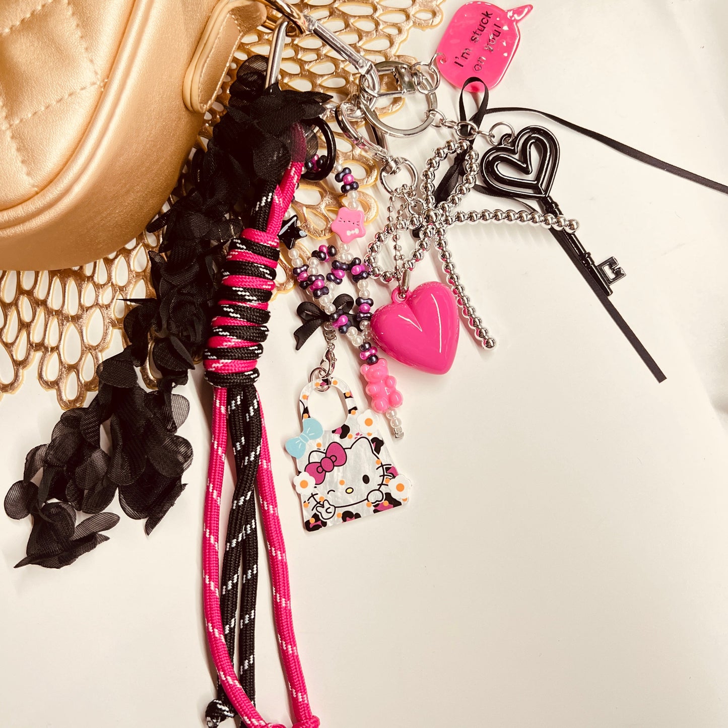 HANDMADE BAG CHARMS ~ PINK HEART