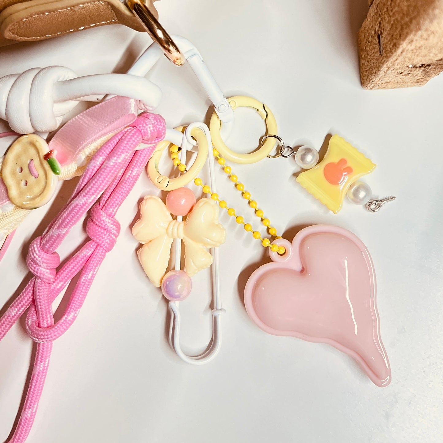 HANDMADE BAG CHARMS ~ PINK HEART CHARM