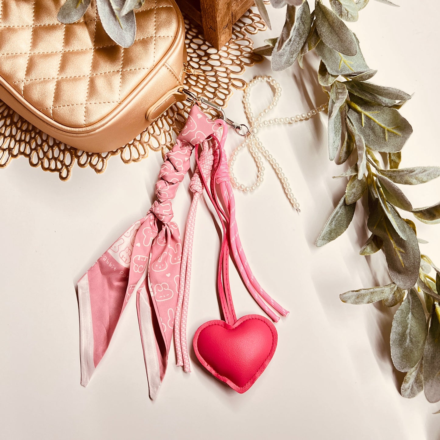 HANDMADE BAG CHARMS ~ LEATHER HEART/BUNNY/COQUETTE