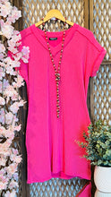 Load image into Gallery viewer, Loose Fit V-Neck Dress: Hot Pink
