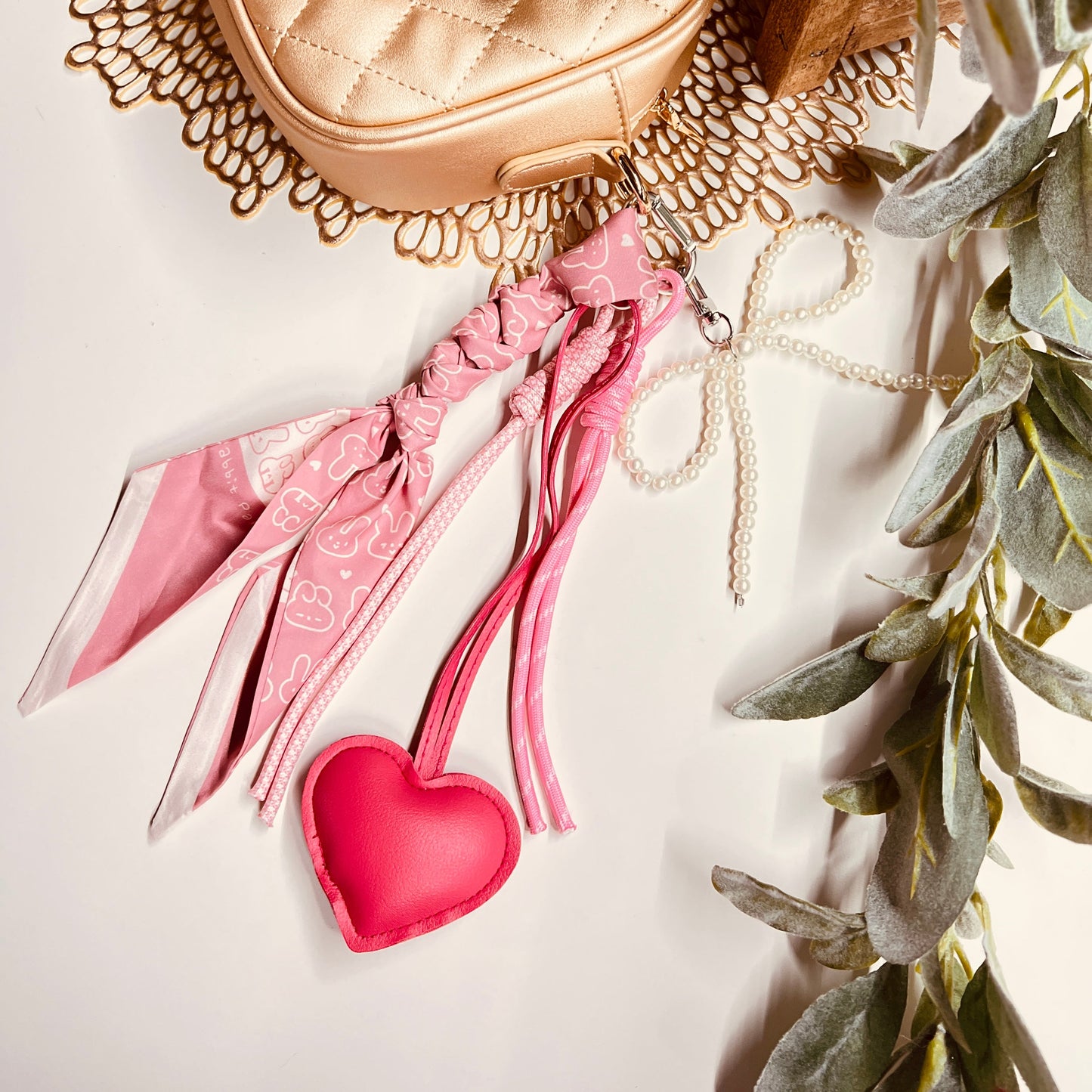 HANDMADE BAG CHARMS ~ LEATHER HEART/BUNNY/COQUETTE