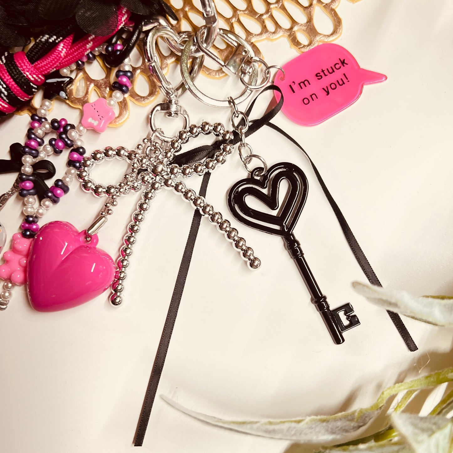 HANDMADE BAG CHARMS ~ PINK HEART