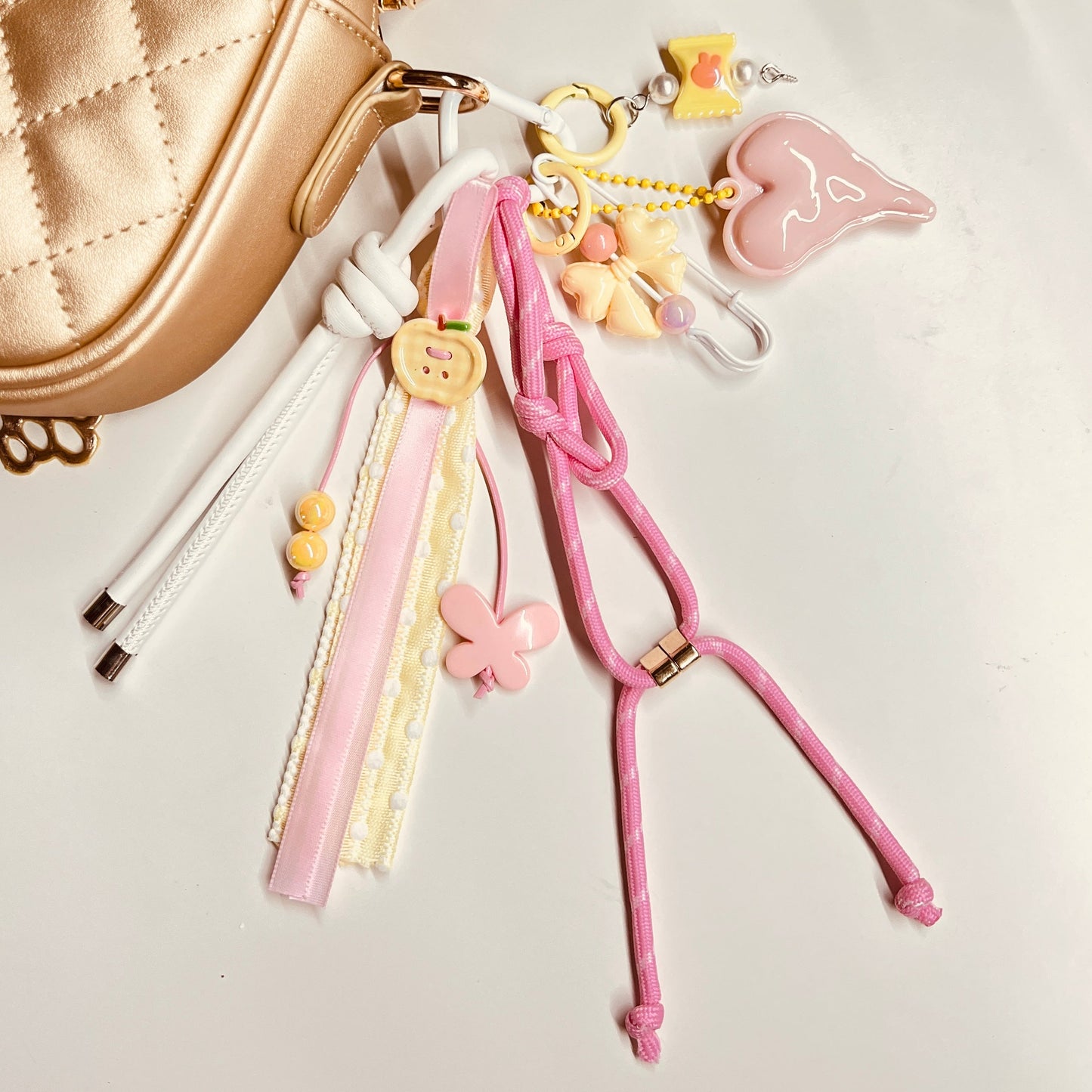 HANDMADE BAG CHARMS ~ PINK HEART CHARM